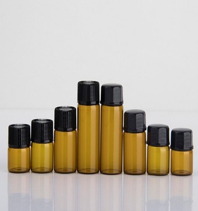 <span class=keywords><strong>Olio</strong></span> <span class=keywords><strong>essenziale</strong></span> 1ml 2ml 3ml 4ml 5ml flaconi di vetro ambrato marrone flaconi per tester con riduttore di orifizio e tappo in oro nero - Product Image 5