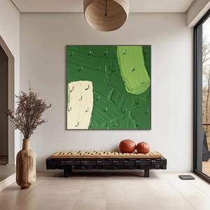 Peinture à l'huile Impasto personnalisée verte sur toile, texture sportive minimaliste, art mural abstrait pour une décoration intérieure apaisante - Product Image 5