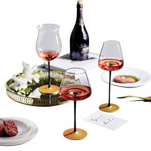 Verre à <span class=keywords><strong>vin</strong></span> <span class=keywords><strong>rouge</strong></span> rétro de luxe léger, avec anse noire anti-salissure et nœud papillon, en cristal de Bourgogne de haute qualité pour <span class=keywords><strong>vin</strong></span> blanc - Product Image 1