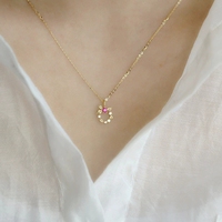 N323 Collier Chrétien de Luxe en Argent Plaqué Or 14K, Simple et Élégant, avec Pendentif Petite Couronne de Feuilles en Zircon et Chaîne Corde pour Femme