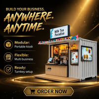 Kiosques conteneurs préfabriqués démontables et personnalisables pour bars à café, lait et fleurs, pour maisons, appartements et habitations, avec options de taille