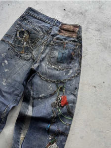 Jeans baggy pour homme personnalisés, 100% coton, denim délavé brodé, pantalon rétro Y2K, streetwear et pantalon de mode - Product Image 4