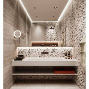 Meuble de salle de bain sur mesure pour hôtel, lavabo en bois flottant rose, ensemble nordique, meuble de toilette pour hôtel, lavabo de salle de bain - Product Image 4