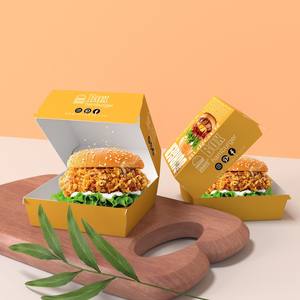 Caja de hamburguesas barata, tinta de soja, personaliza tu logotipo, hamburguesa impresa personalizada, caja para llevar, caja de hamburguesas con compartimento para patatas fritas - Product Image 3