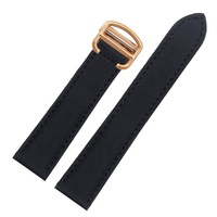 Bracelet de montre en nylon noir et or rose 18mm-25mm tissu en toile avec fermoir déployant pour bracelets de montre Cartier