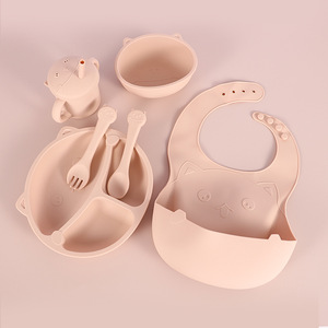 不含 BPA 硅胶儿童婴儿喂食套装，带叉子和勺子，无毒环保，适合婴儿自行吃饭的盒子 - Product Image 1