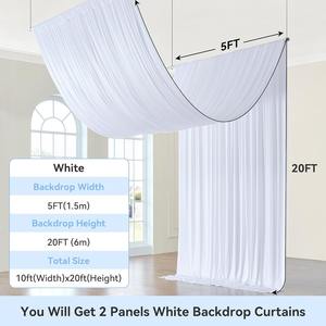 Cortinas Blancas para Techos, para Bodas y Fiestas, Cortina Larga para Techo, Toldo, Sin Arrugas, de Seda, Fácil de Colgar, Cortinas Blancas - Product Image 5