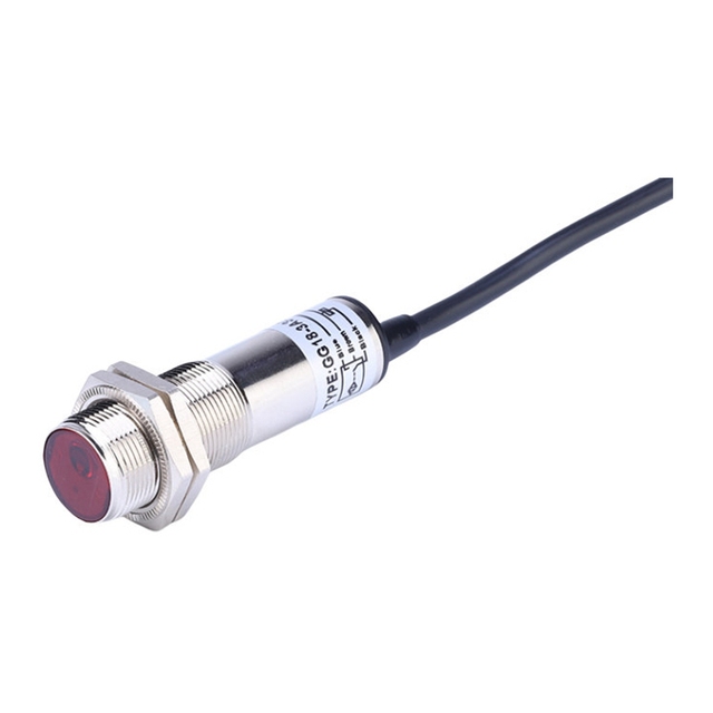 Reliable 18mm Photoelectric Sensor Vibration-Resistant for Stable Object Detection with Black Cable for Industrial Automation