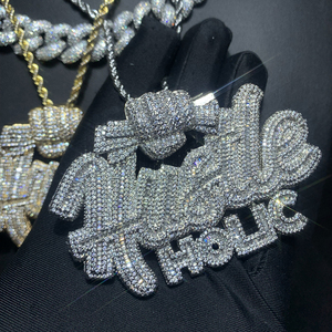 2024 nuevo diseño de moda Bling Iced Out Hand Catch Money joyería para hombres Micro Pave 5A CZ letra Hustle Holic colgante collar - Product Image 3