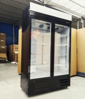Réfrigérateur vertical à double porte (-2~8 degrés) avec ventilateur de refroidissement, vitrine réfrigérée pour restaurant, congélateur à bière