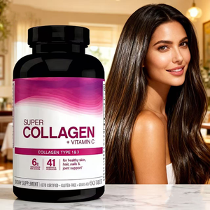 Comprimés de Super Collagène, Vitamine C et Biotine en Gros pour la Santé des Cheveux et des Ongles, Complément Herbal pour Adultes, 60 Comprimés par Flacon, Lot de 2 - Product Image 1