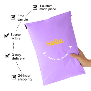 Sobres de Poliéster Morados Personalizados con la Inscripción "Hello", Precio de Fábrica y Muestra Gratuita, Envío Rápido al por Mayor para Empaquetado de Comercio Electrónico - Product Image 1