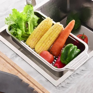 Panier <span class=keywords><strong>pliable</strong></span> en acier inoxydable pour le lavage des légumes et passoires au-dessus de l'évier - Product Image 2
