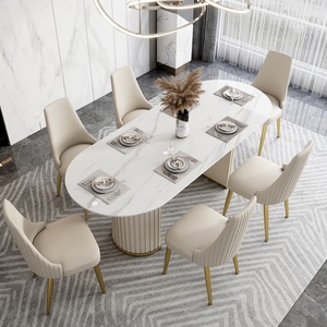 Moderno diseño al por mayor Daining Room muebles de mármol laminado mesa de comedor y sillas Set - Product Image 5