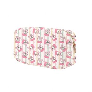 Custom Printed Blue Cosmetic Bags Travel Nylon Portable Makeup Organizer Pouches Women Waterproof Zipper Large Capacity - Product Image 4