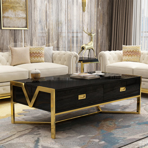 Giapponese Smart Caffè <span class=keywords><strong>Oro</strong></span> <span class=keywords><strong>Tavolo</strong></span> Mobili Gamba Bianco Nero di Vetro di Caffè Tavoli Con Cassetti - Product Image 2