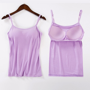 2023 New Modal Female <b>Large</b> Size No Steel <b>Ring</b> Integrated Five-finger Chest Pad Camisole Bottoming Shirt Slim Multicolor - Product Image 2