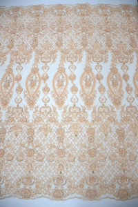 Bonita tela de encaje de tul con cuentas hecha a mano, tela de malla de Boda nupcial de lujo - Product Image 6