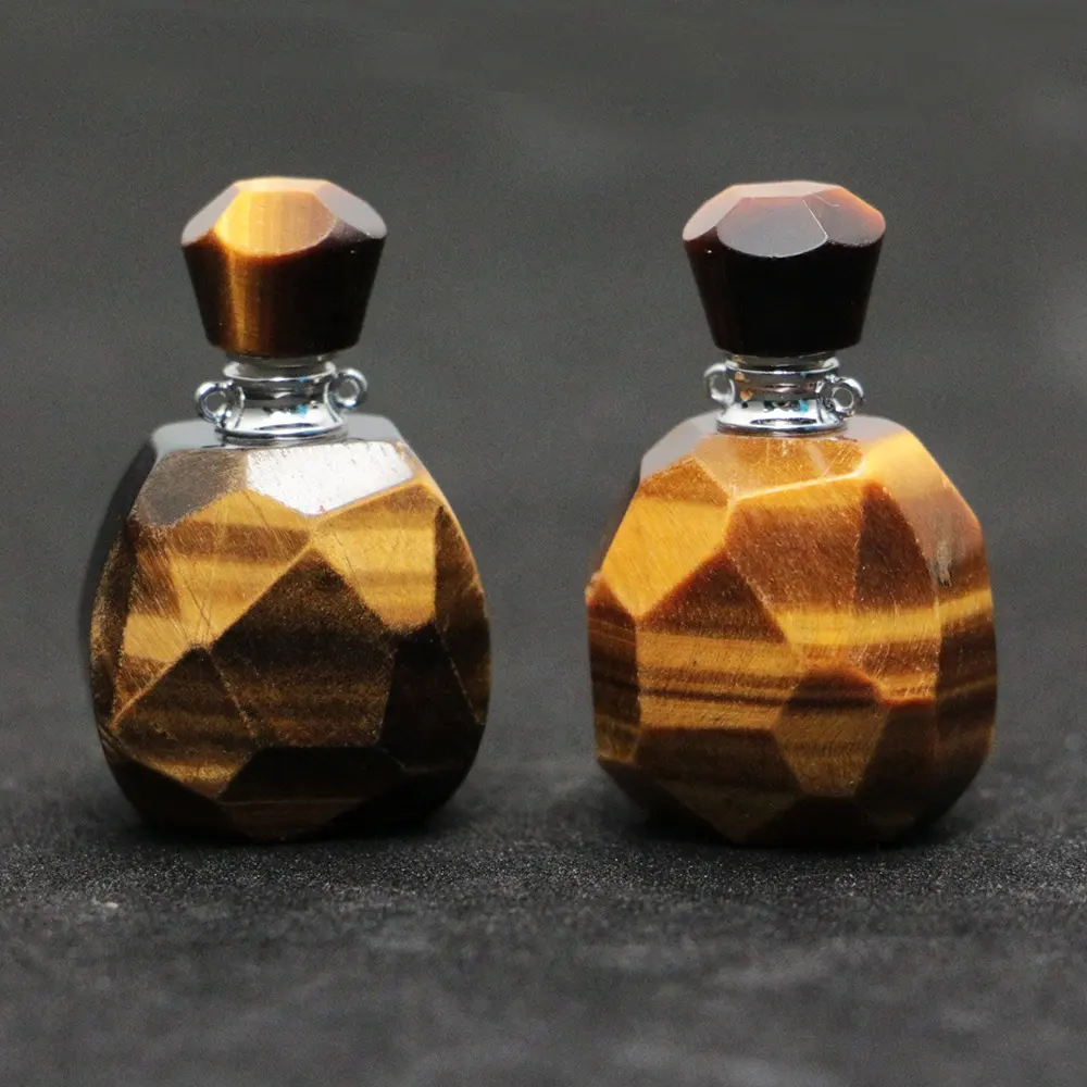 LS-A075 FASHION natural gemstone tiger eye pendant faceted perfume bottle pendant trendy charms hot sell