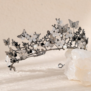 Diadèmes et Couronnes en Coquillage Doré Papillon et <span class=keywords><strong>Fleur</strong></span> d'Avocat, Bijoux de Cheveux Classiques Faits Main pour Mariage, Accessoires de Princesse Cosplay - Product Image 4