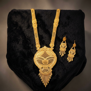 Gold Plated Forming Long Necklaces, Special Occasion, Traditional <b>Bridal</b> Jewelry Set Copper & Brass Chapado En Oro Oro Laminado - Product Image 6