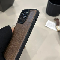 Étui de téléphone en cuir à motif texture crocodile rétro pour iPhone 17 16 15 14 13 12 11 Pro Max, coque de protection souple antichoc de luxe