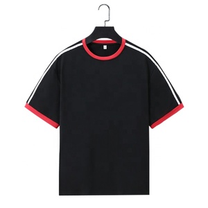 T-shirt à col ras du cou en polyester 180 pour hommes, 100% g, patchwork vintage, manches courtes, vêtements de fitness courts imprimés - Product Image 1