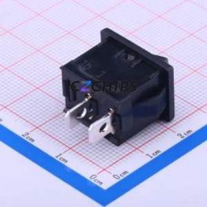 R1966ABLKBLKEF Rocker Switch Switch ( Rocker Shape: Concave Bend )( Pin Style: Solder Tab )( Rocker Color: Black ) - Product Image 2