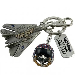 Porte-clés Top Gun 40ème Anniversaire en Alliage, Pendentif Casque de Chasseur Aérien, Chaîne de Clés Métallique - Product Image 2
