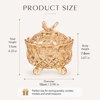 Pot en verre cristal le plus vendu pour le stockage alimentaire, le sucre, les cadeaux de fête et de mariage, ou comme récipient à bijoux, avec couvercle papillon