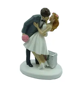 Mutluluk gelin ve damat ikili heykelcikler reçine düğün pastası Topper