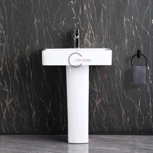 อ่างล้างหน้าเซรามิคทรงเสาหรูหราสไตล์โบราณ ประหยัดพื้นที่ เหมาะสำหรับอพาร์ทเมนต์ขนาดเล็กและห้องแต่งตัว - Product Image 4