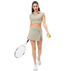 Kadın aktif 2 in 1 tenis etek Golf Skorts etekler şort cepler ile atletik etekler koşu egzersiz spor - Product Image 5