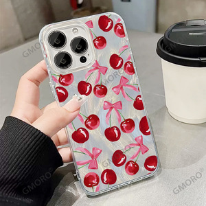 Coque de téléphone TK Yusha en plumes de cerisier, très prisée, pour iPhone 15, 16/17 <span class=keywords><strong>Pro</strong></span> Max, avec nœud scintillant, antichoc, pour femme - Product Image 2