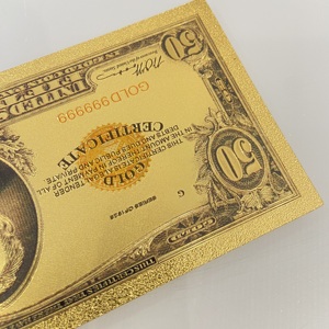 ธนบัตรของสะสมสำหรับขายส่ง ของที่ระลึก ของตกแต่ง ราคา $50  ชุบทอง 24K  ใบละ 100 ดอลลาร์  ชุบทองคำแท้ - Product Image 4