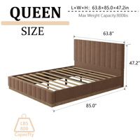 Cadre de lit réglable en velours Cream Styles Holland - Tissu doux au toucher, bois de chêne écologique, chambre à coucher
