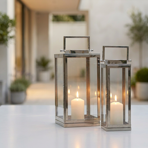 Wholesale Stainless Steel Silver Metal <b>Candle</b> <b>Holder</b> Lanterns for Luxury Home Tabletop and <b>Floor</b> Decorations - Product Image 2