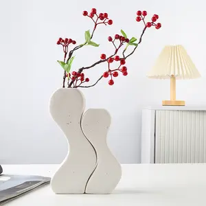 Nordic human body shape ceramic vases 2 packs, desktop TV cabinet simple decorative ceramic special-shaped vase set