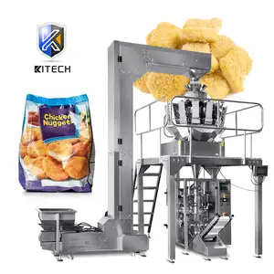 Máquina de embalagem de travesseiros para nuggets de alimentos congelados multifuncional de alta produção