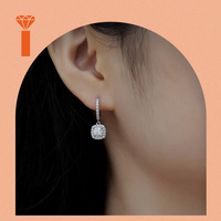 Boucles d'oreilles pendantes romantiques en moissanite, style halo délicat, en argent 925, pavé de moissanite, pour les soirées romantiques