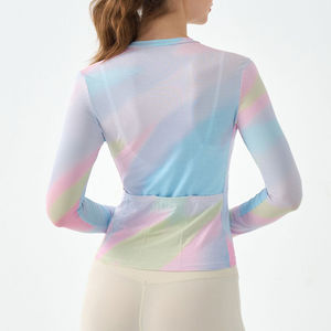 Maillot de cyclisme zippé à manches longues pour femme, coupe ajustée, motif imprimé, haut de yoga et fitness, veste de sport d'extérieur Printemps 2025 - Product Image 2