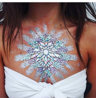 SC056 Bling Accessoires Cristal Strass Corps Poitrine Bijoux Tatouage Autocollant pour Rave Edm Music Festival