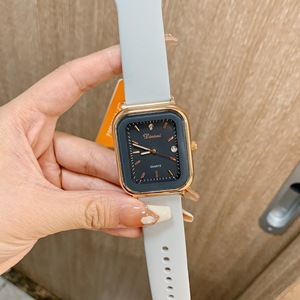 New square watch, women's stylish leather strap, calendar quartz <b>wristwatch</b> - Product Image 6