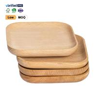 Petite assiette en bois de hêtre écologique, fabriquée à la main, avec logo personnalisé, plateau carré en bois pour desserts, pour boutique de cadeaux, articles de cuisine