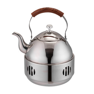 Stainless Steel <b>Kettle</b> With Wooden Handle Heat Resistant For <b>Camping</b> Tea Making - Product Image 1
