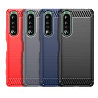 Capa de celular de fibra de carbono, capa de tpu macia à prova de choque para sony xz5 xz4 xz3 xz2 xz1 compact xa4 xa3 xa1 xperia 10 8 5 iii, capa traseira