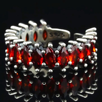 Roter Rubinring für Herren, Natürlicher Rubin-Granat-Ring mit Marquise-Schliff