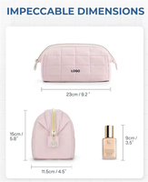 Organisateur de maquillage en nylon de grande capacité de haute qualité rembourré rembourré matelassé à la mode sac cosmétique de voyage fermeture éclair pour