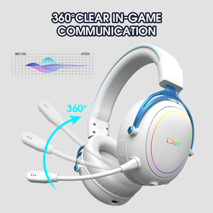 LDON R5 Leather Metal Over-Ear <strong>Wireless</strong> for 6.0 Gaming <strong>Headset</strong> 7.1 Surround Sound <strong>Mic</strong> IP65 Waterproof for PC Mobile Phone - Product Image 5