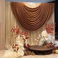 Rideau de fond décoratif Muwei Série Marron Vintage, Rideaux en tissu pré-plissés assortis pour scène de mariage et photomaton d'événements